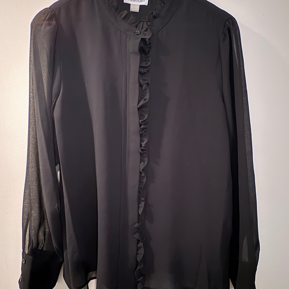 Calvin Klein Black Ruffled Blouse